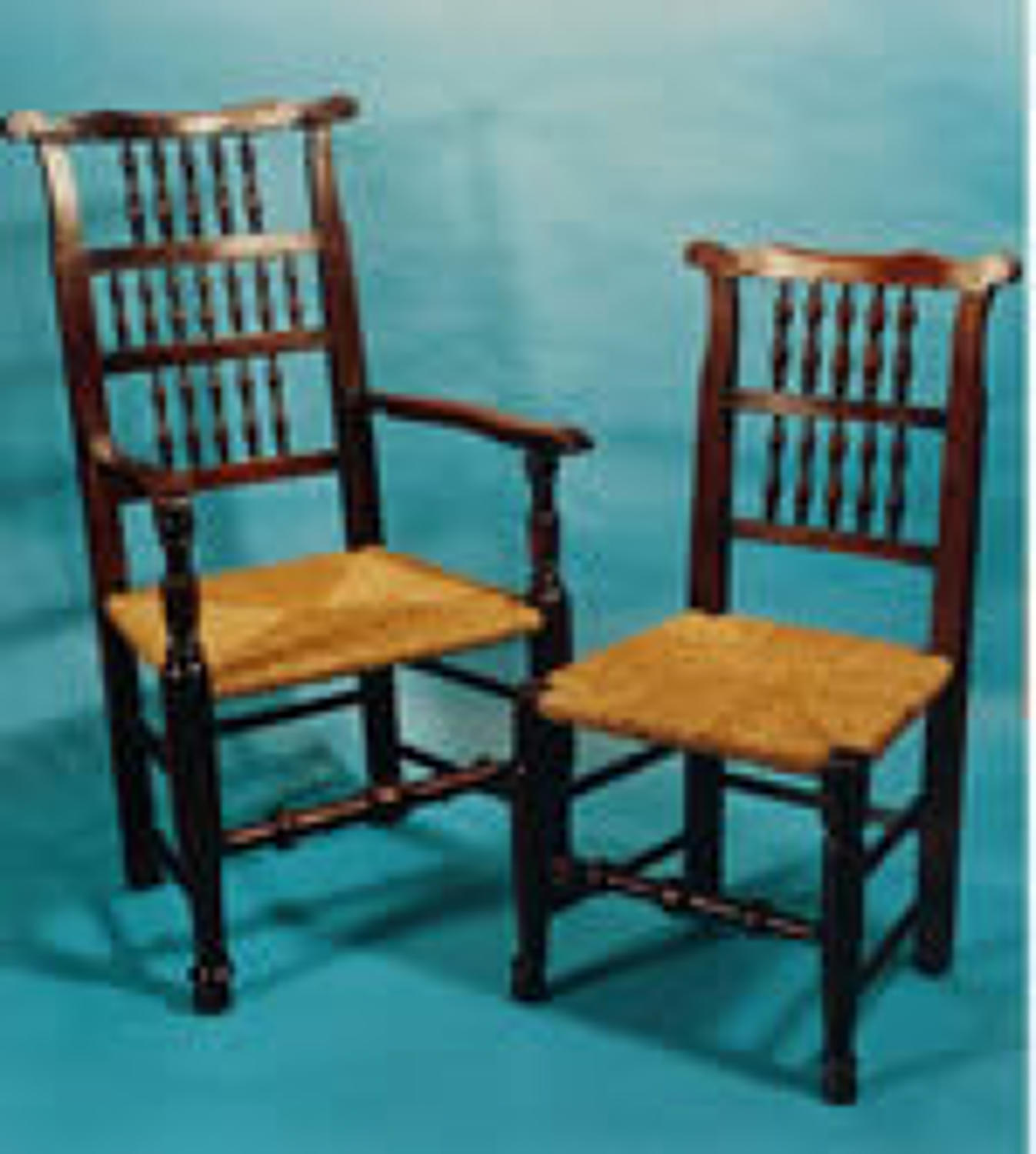 Harlequin Set of 18thc Ash Spindle Back Chairs. English C1770 - 80