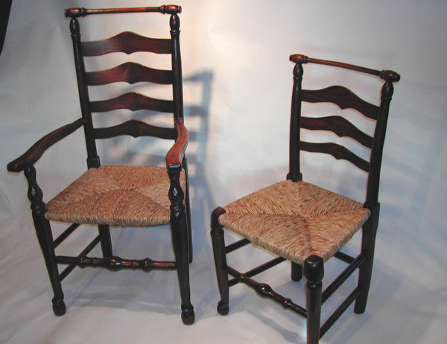 18thc set of Macclesfield Ash Ladderback Chairs. English C1780 - 90
