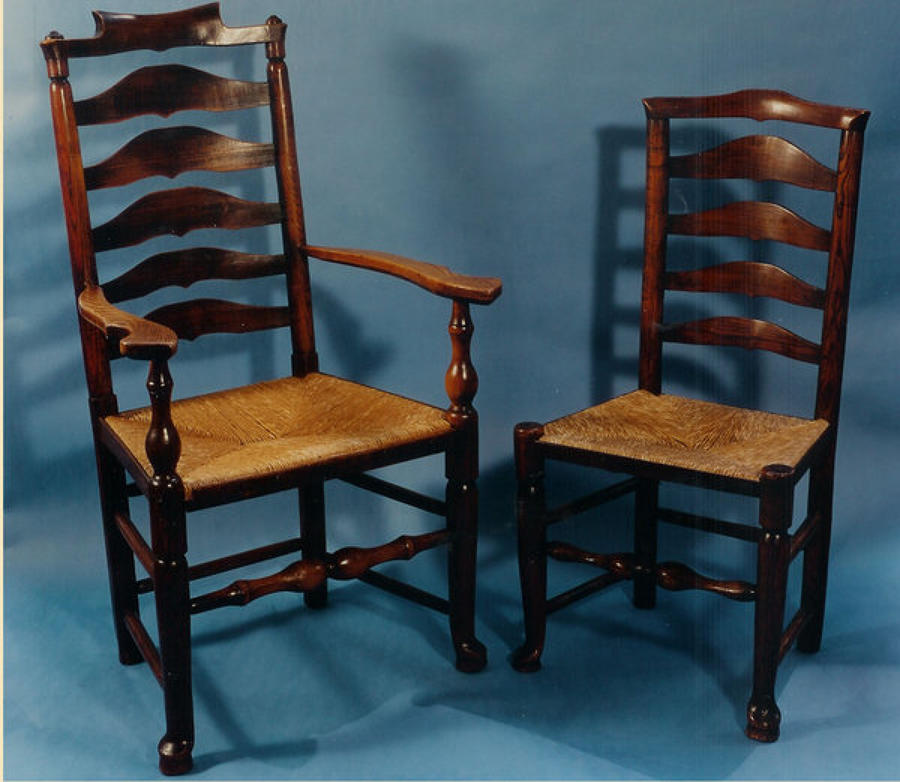 18thc set of Ash "Billinge" Ladderback Chairs. English  C1780 - C1800