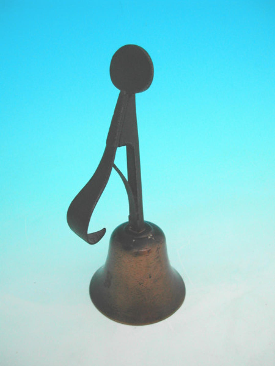 18thc Bell Bronze & Iron Rushlight Holder. English. C1770 - 90