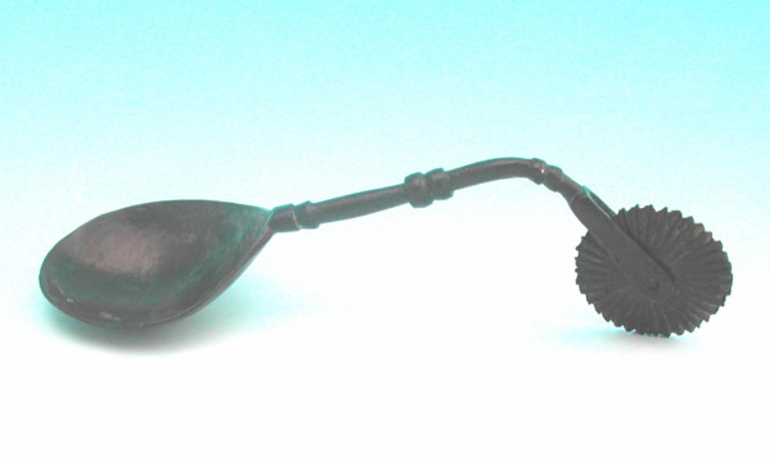 Rare 17thc Latten Pastry Jigger & Spoon. English C1600 - 20