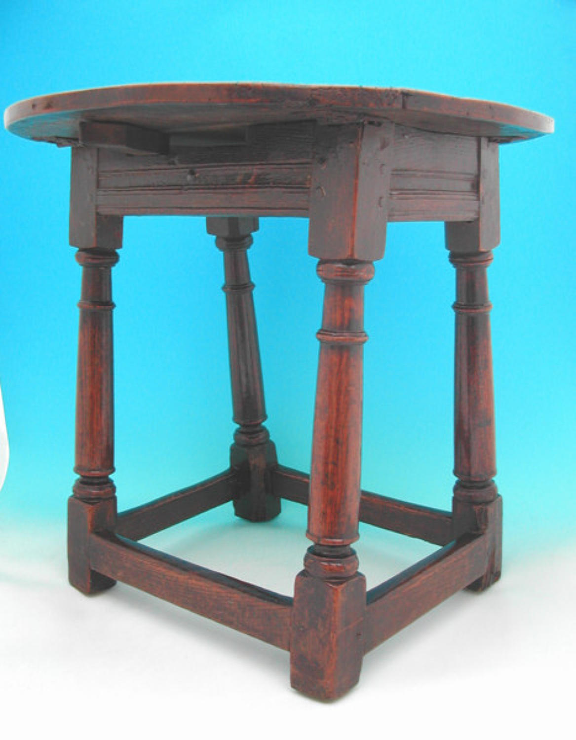 A rare 17thc Oak & Elm Joined Stool Table. English C1601 - C1700