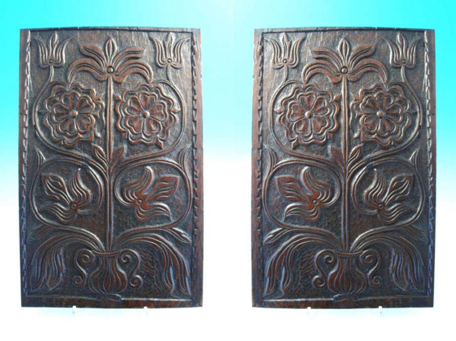 A fine pair of 17thc carved Oak panels. English C1860 - 80
