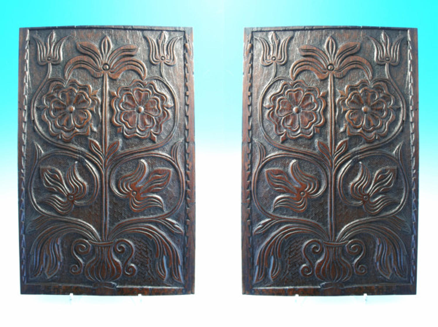 A fine pair of 17thc carved Oak panels. English C1860 - 80