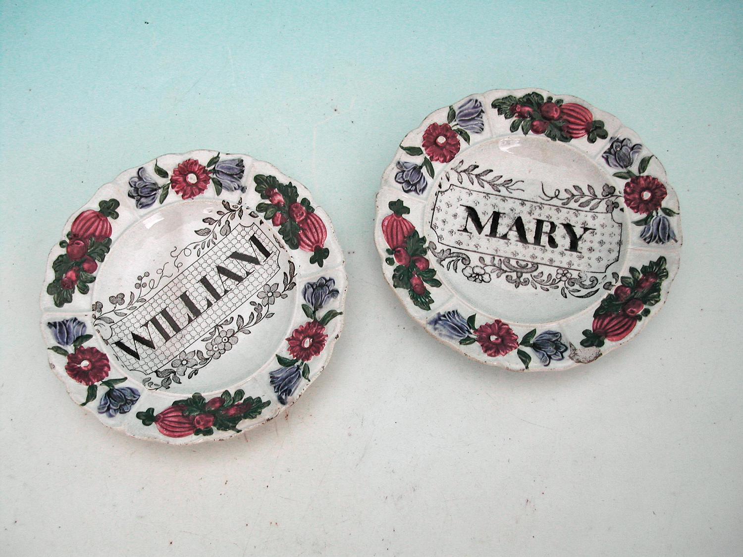 Antique Pair Of 19thc Pearlware Children's Minature Plates. English. C