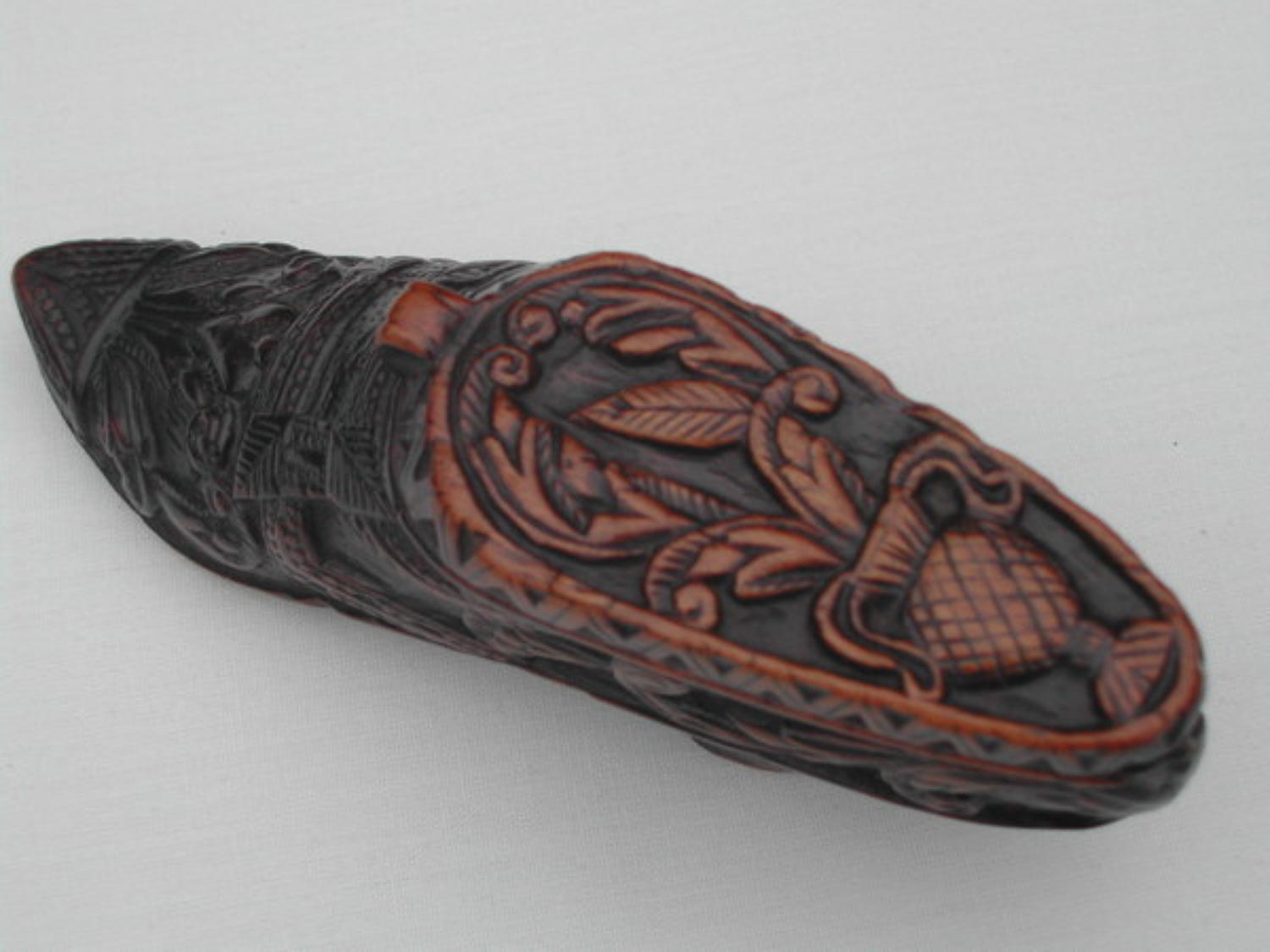 A 18thc Fruitwood Snuff Box in the shape of a shoe. English C1770 - 80
