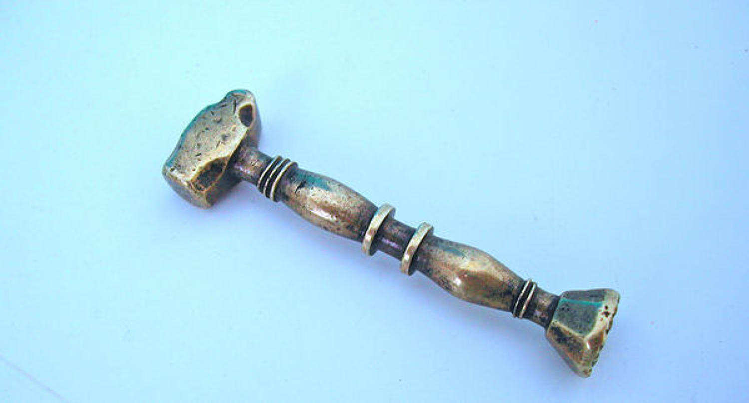 19thc Brass Pipe Tamper. English C1870-90