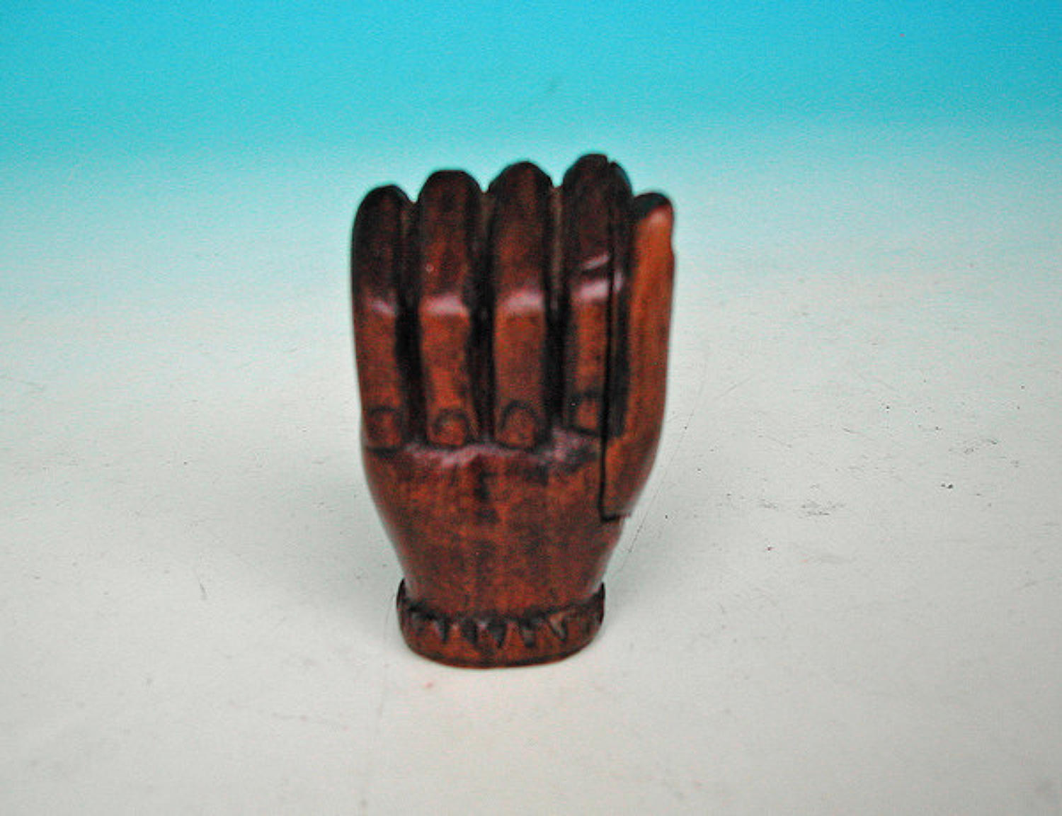 19thc Antique Treen Carved Fist Snuff Box .  English. C1840-60