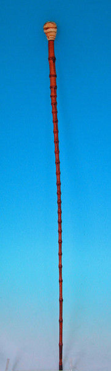 19thc Bamboo & Marine Ivory Swagger Stick . English. C1860-80.