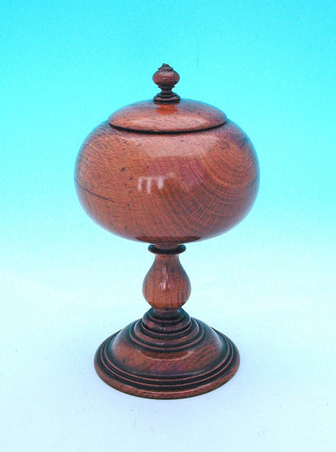 19thc Oak Lidded Spice Pot . English. C1820-40.