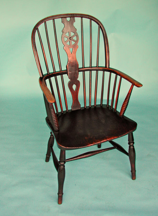 Early 19thc Ash, Elm and Fruitwood High Hoop Back Windsor Chair