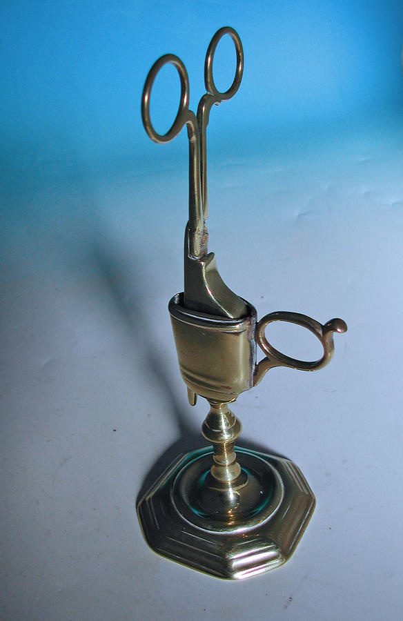 Antique 18thc Brass Candle Snuffer & Holder. English.  C1720-30.