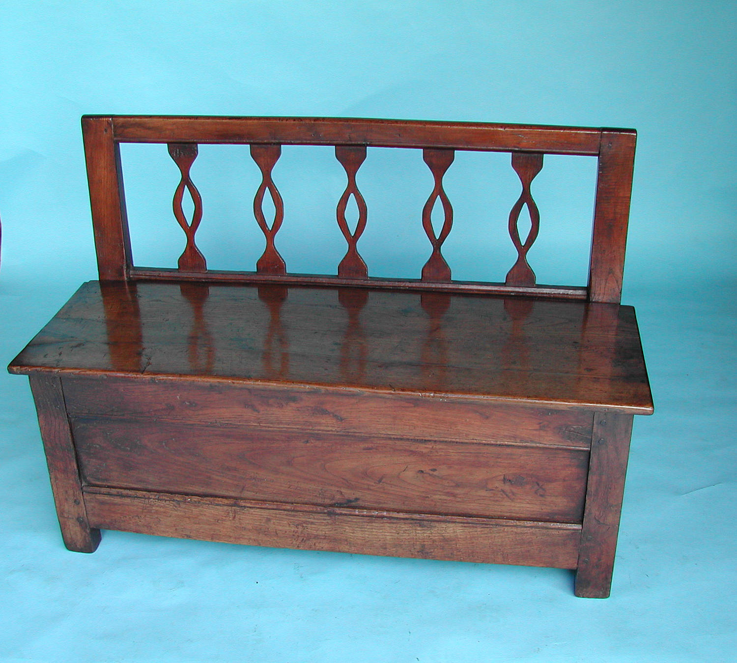 19thc Country Furniture Fruitwood Small Box Settle. French. C1800-20.