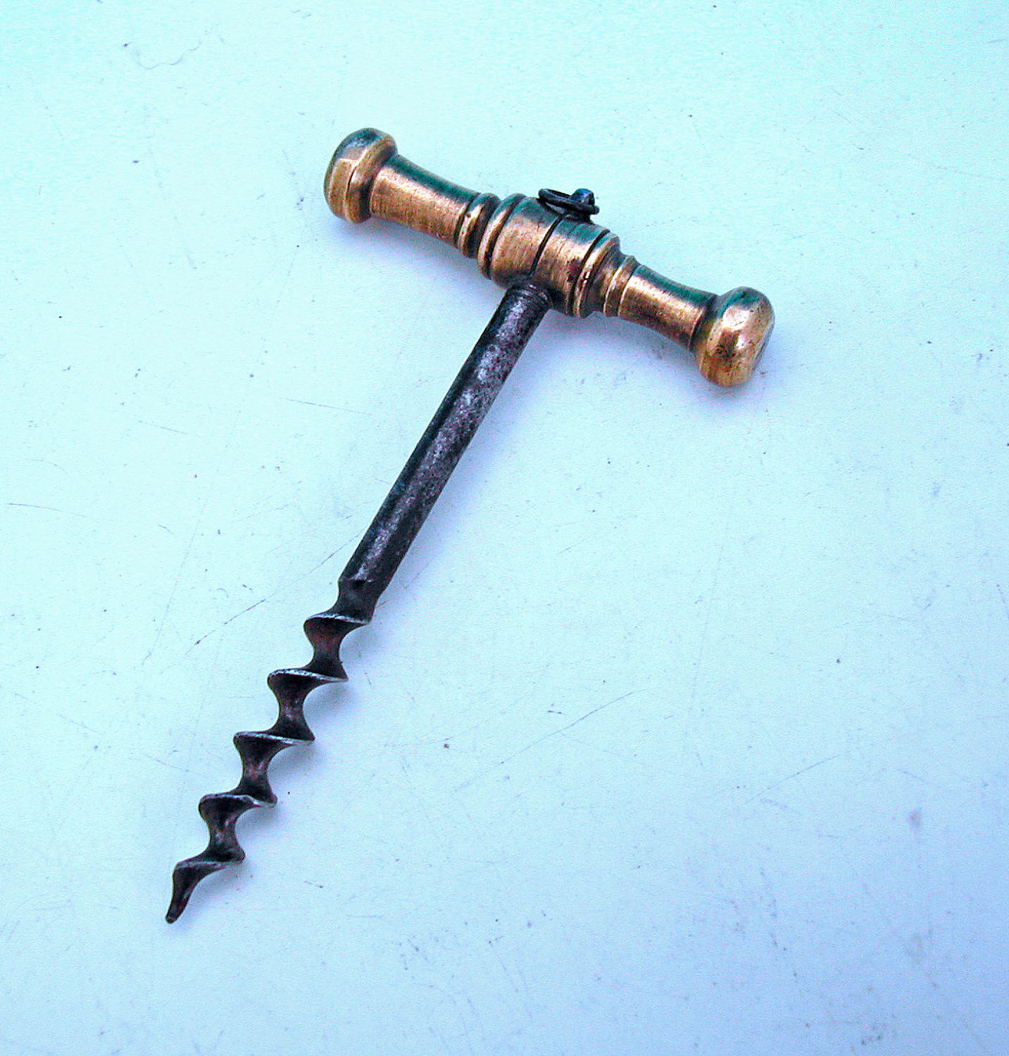 Antique 19thc Brass & Iron Corkscrew.    French. C1860-80