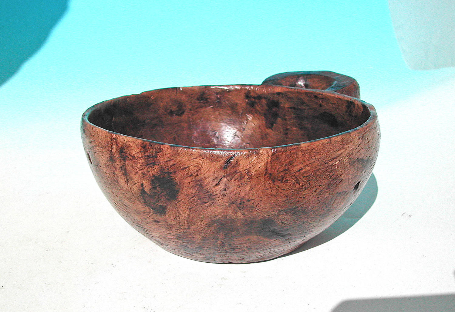 Antique 19thc Birch Dug Out Food Bowl With Side Handle. Scandinavian.