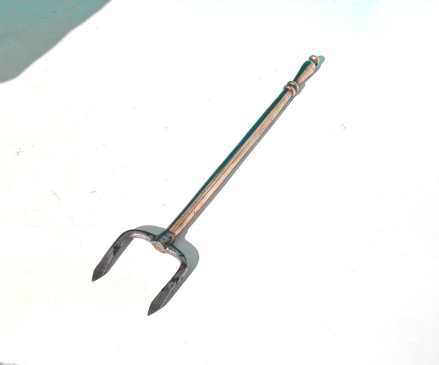 Late Metalware 18thc Brass & Steel Meat Fork. English. C1780-90.