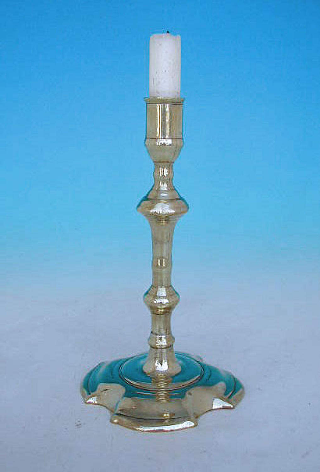 Early Metalware 18thc Brass Seamed Single Candlestick. English. C1720