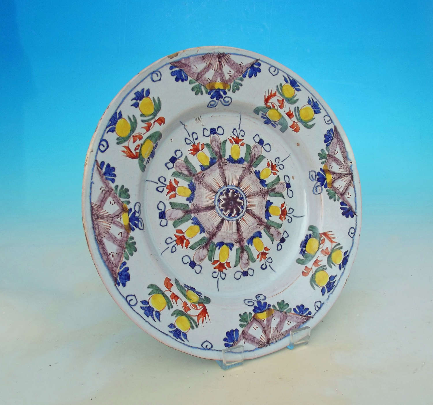 Antique 18thc Polychrome Delftware 