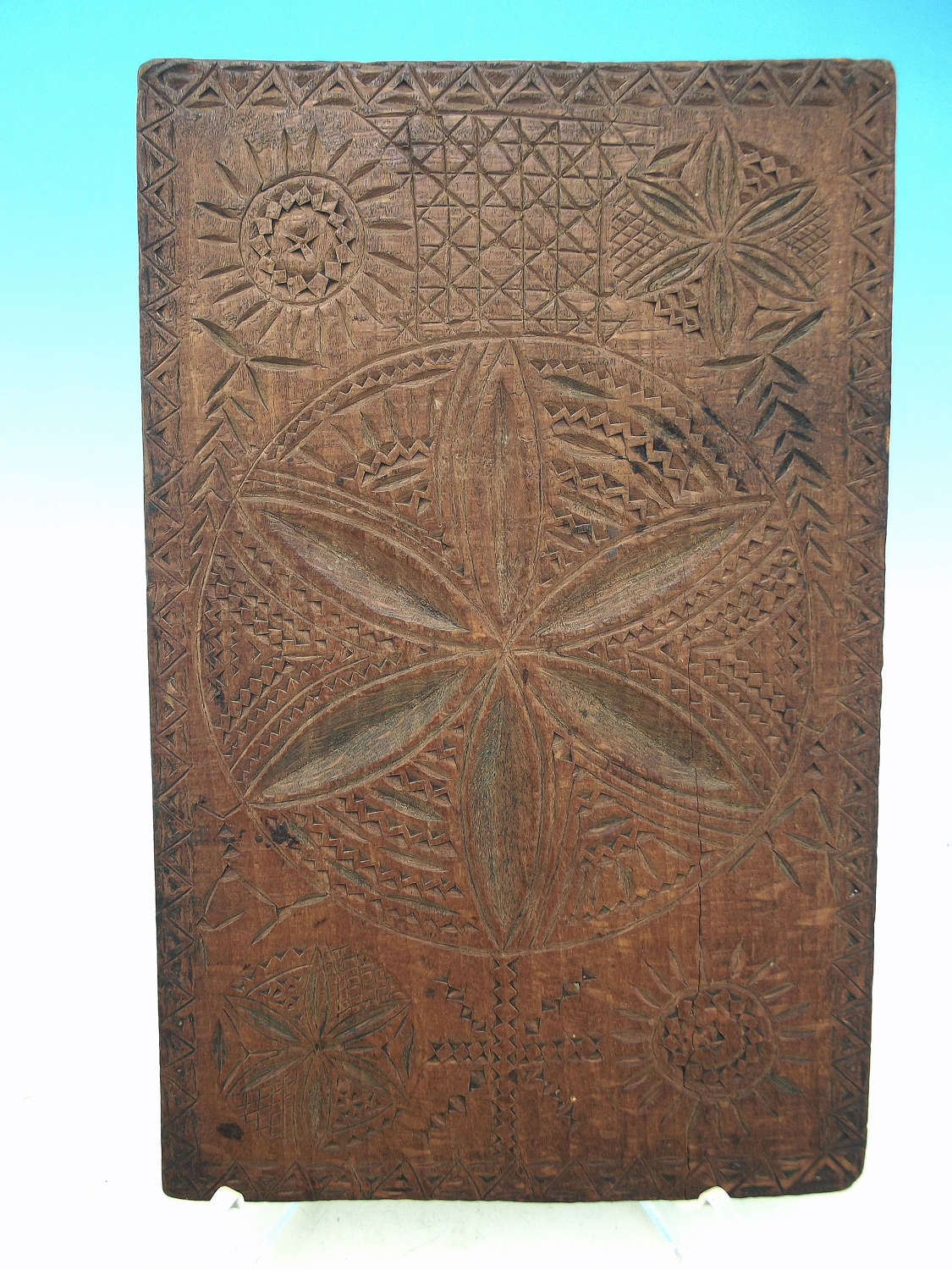 Antique Treen 19thc Beech Carved Lace Board. ER 1886