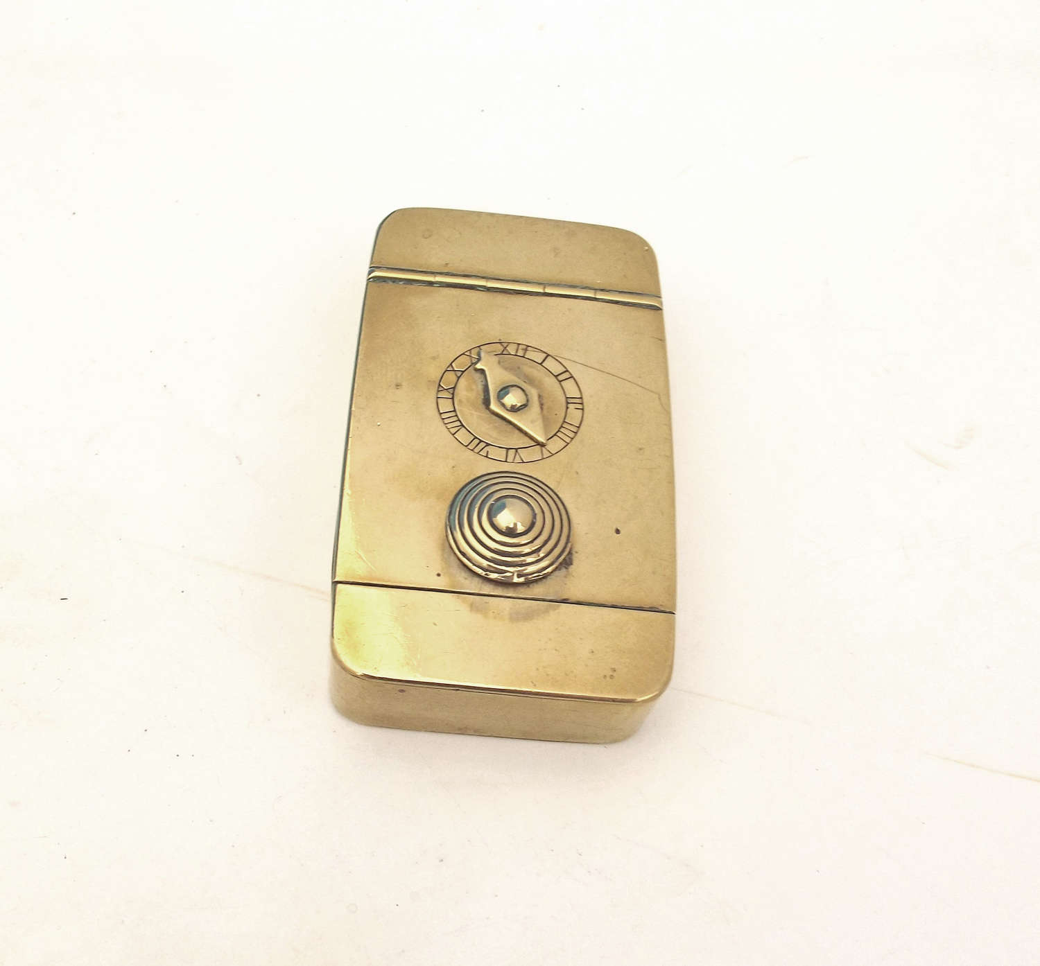 19thc Antique Metalware Brass Combination Snuff Box. English. C1840-60