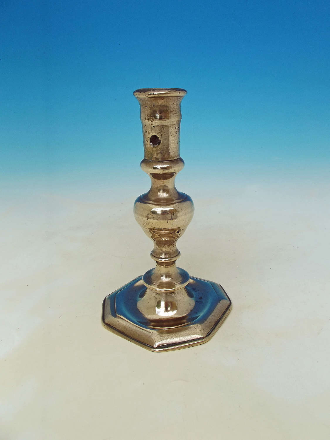 Antique Metalware Late 17thc Brass Single Candlestick.  French. C1690