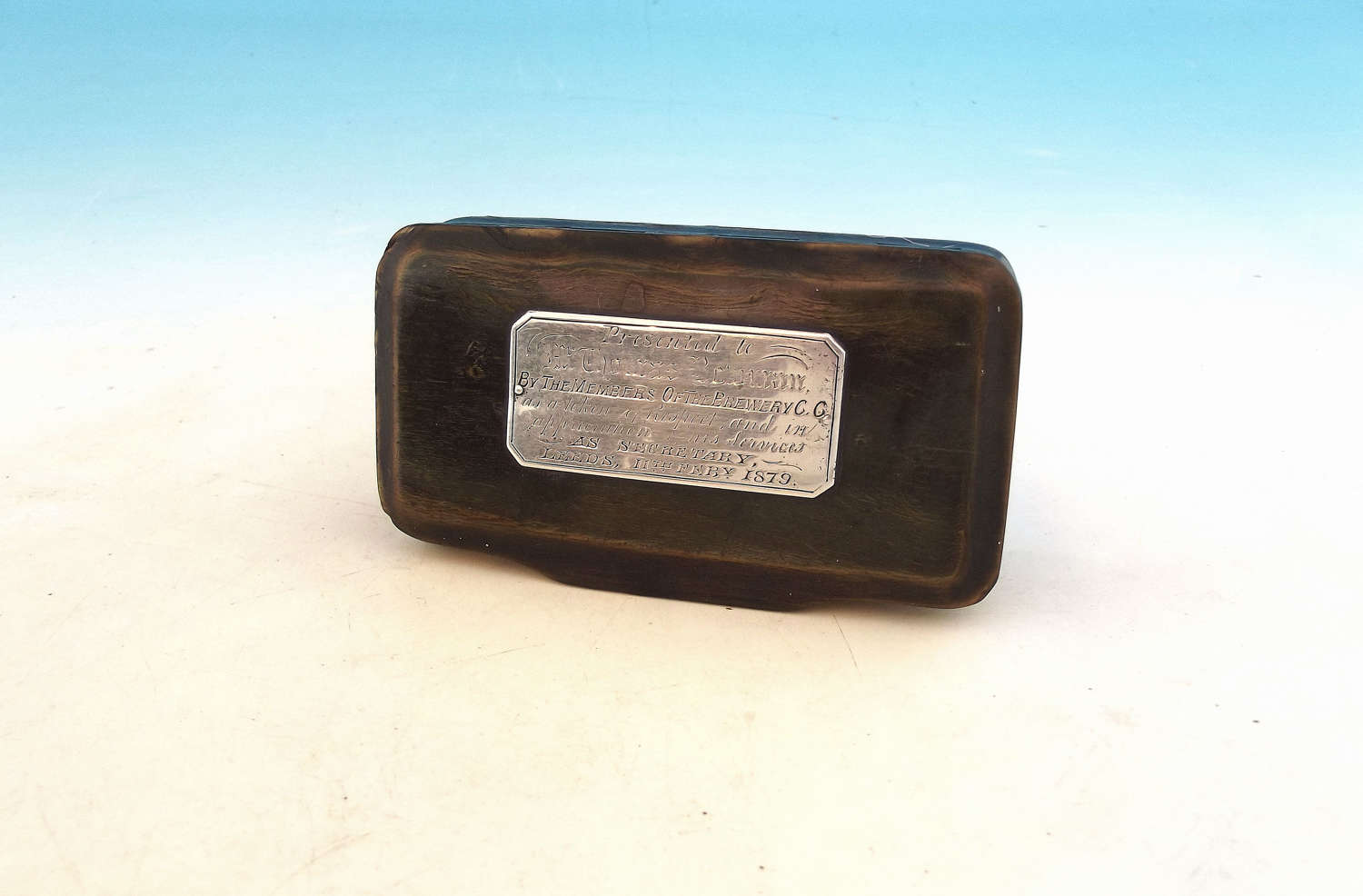 Antique Collectables 19thc Horn Snuff Box - Brewery C.C Dated 1879
