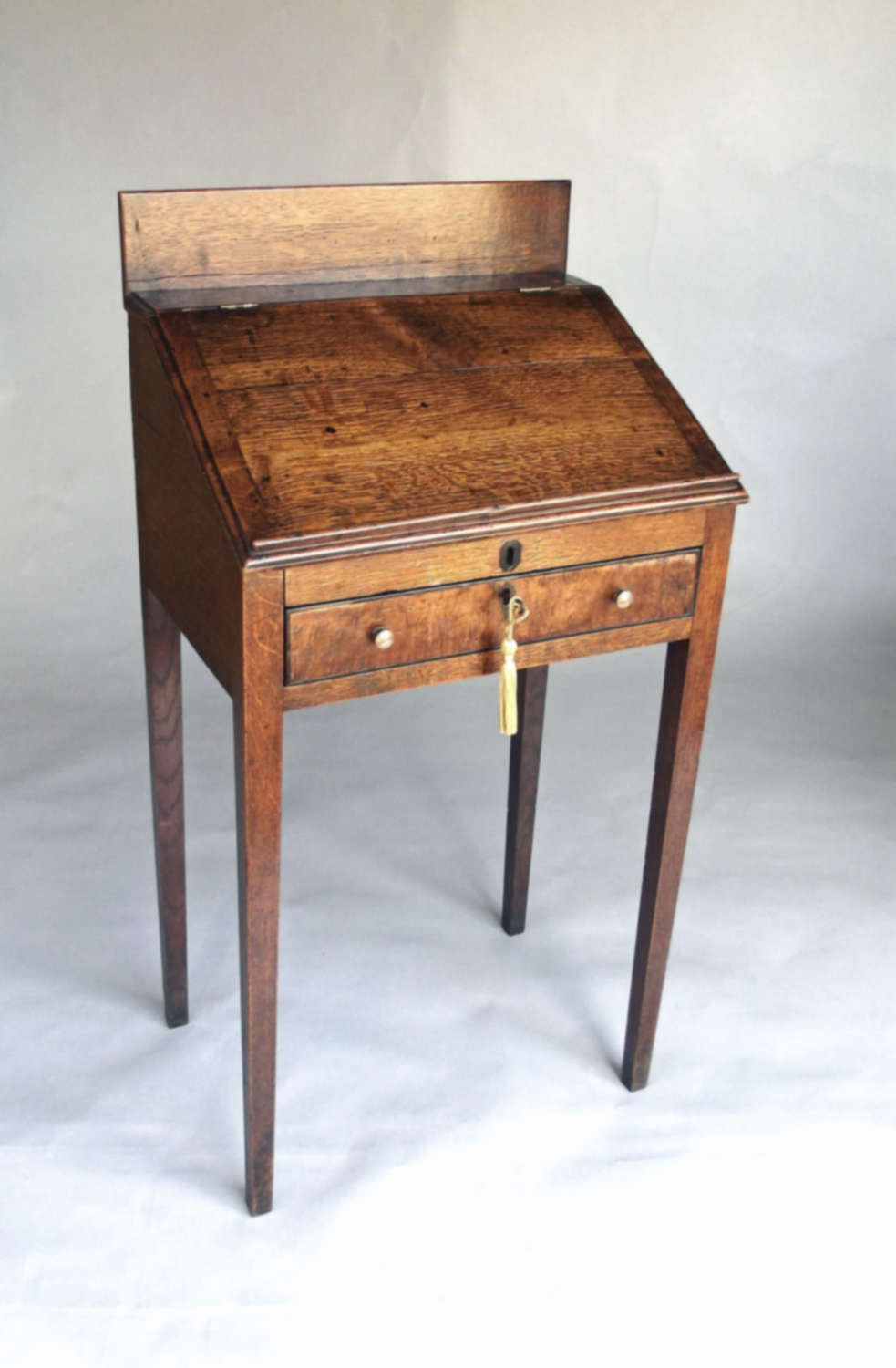 A Small 18thc Oak Desk With Fitted Burr Fronted Drawers.  Welsh. C1780