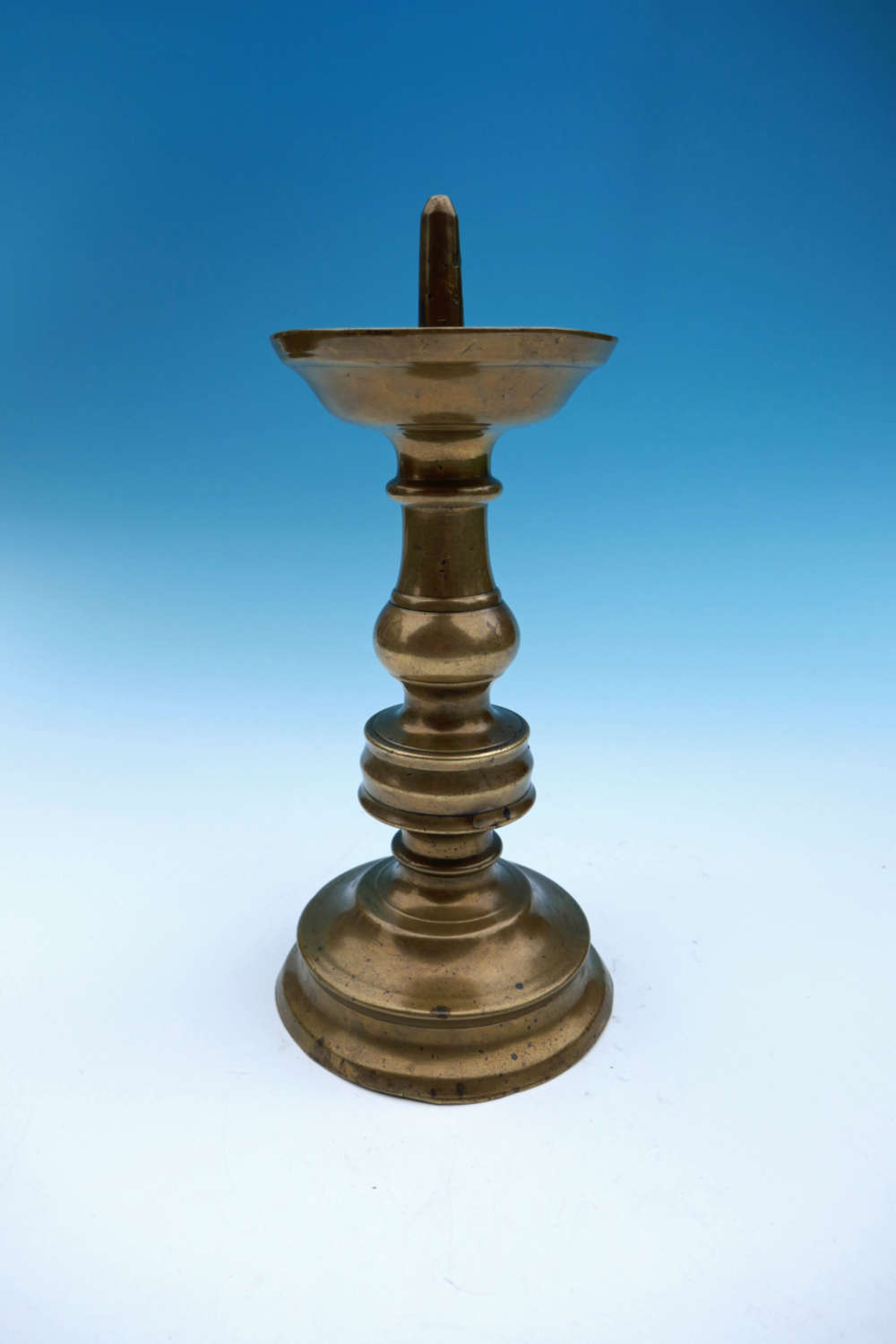 Antique 16thc Brass Pricket Candlestick. Flemish. C1490-C1520