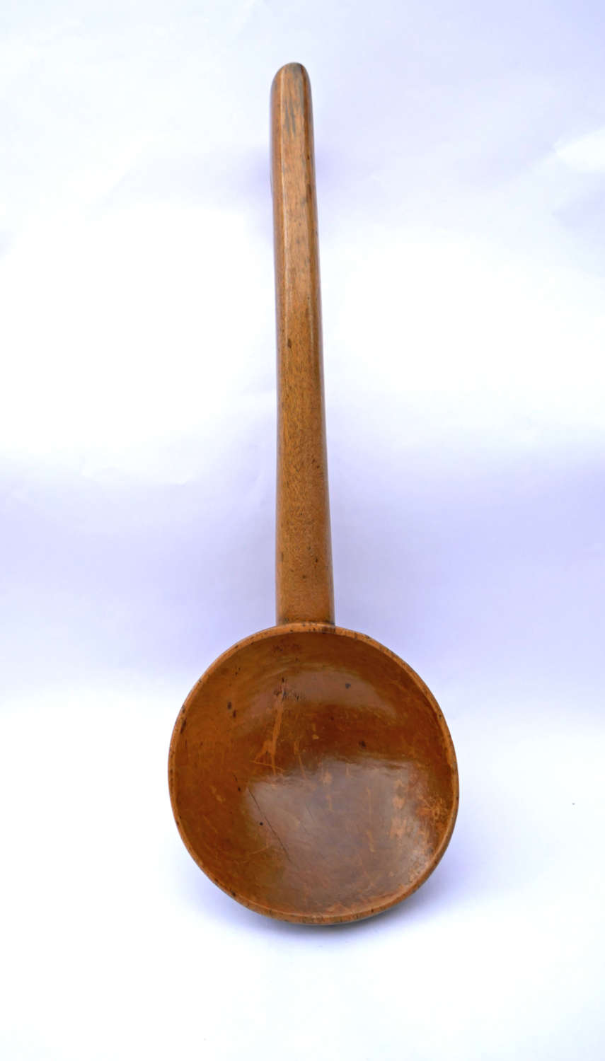 Antique 19thc Treen Sycamore Cawl (Broth) Ladle. Welsh C1840-60.