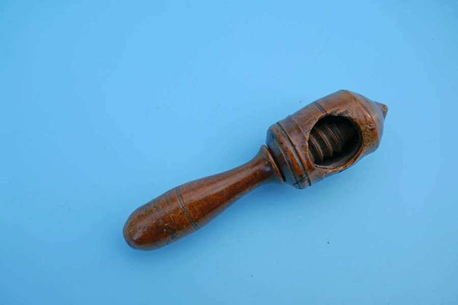 Antique 19thc Treen Boxwood Small Pocket Nutcracker.  French  C1800-20