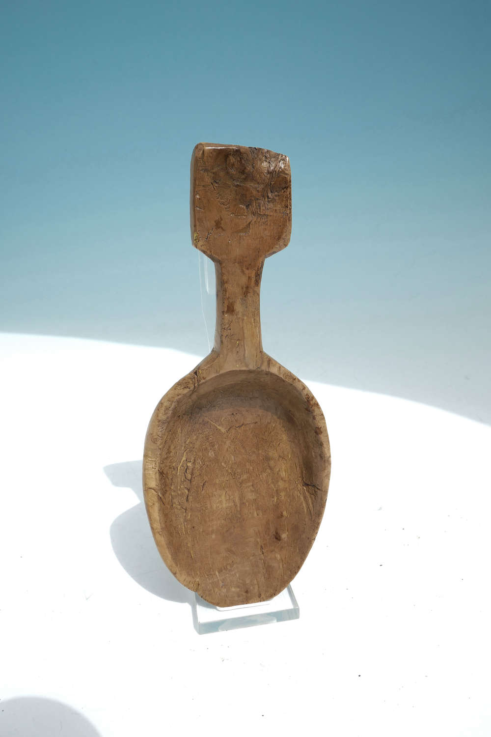 Antique Treen 19thc Carved Sycamore Butter Spoon.  Welsh. C1840-60