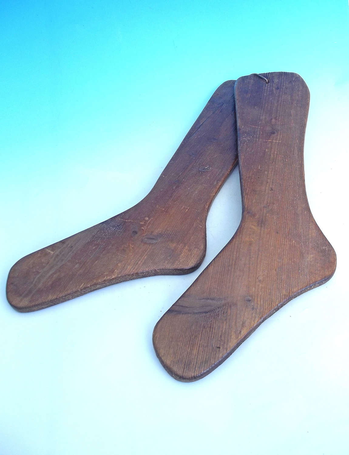 Antique Treen Pair Of 19thc Pine Sock Stretchers. English C1870-90.