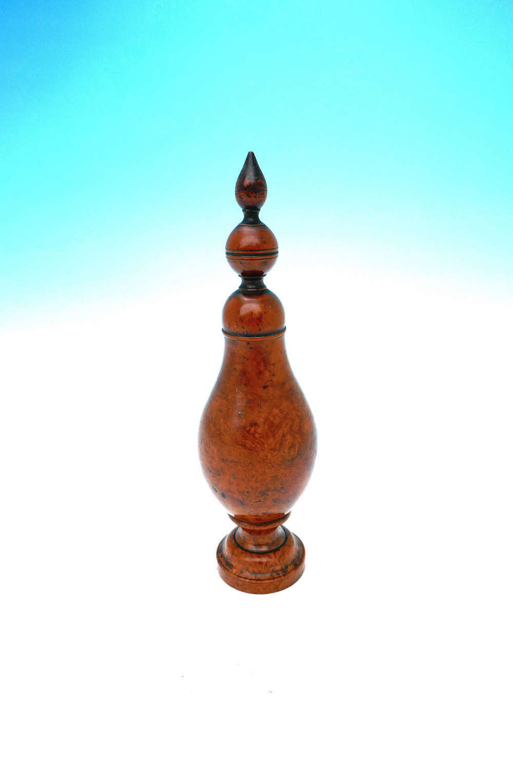 An Early 19thc Treen Burr Glove Powder Flask Of Pleasing Shape. French