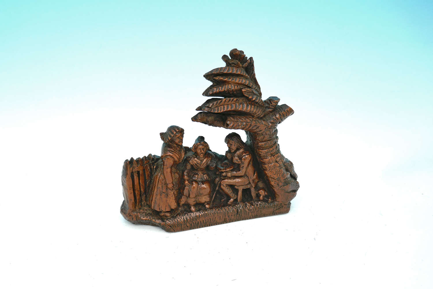 Antique Carvings Early 18thc Signed Boxwood Group Country Scene. Dutch