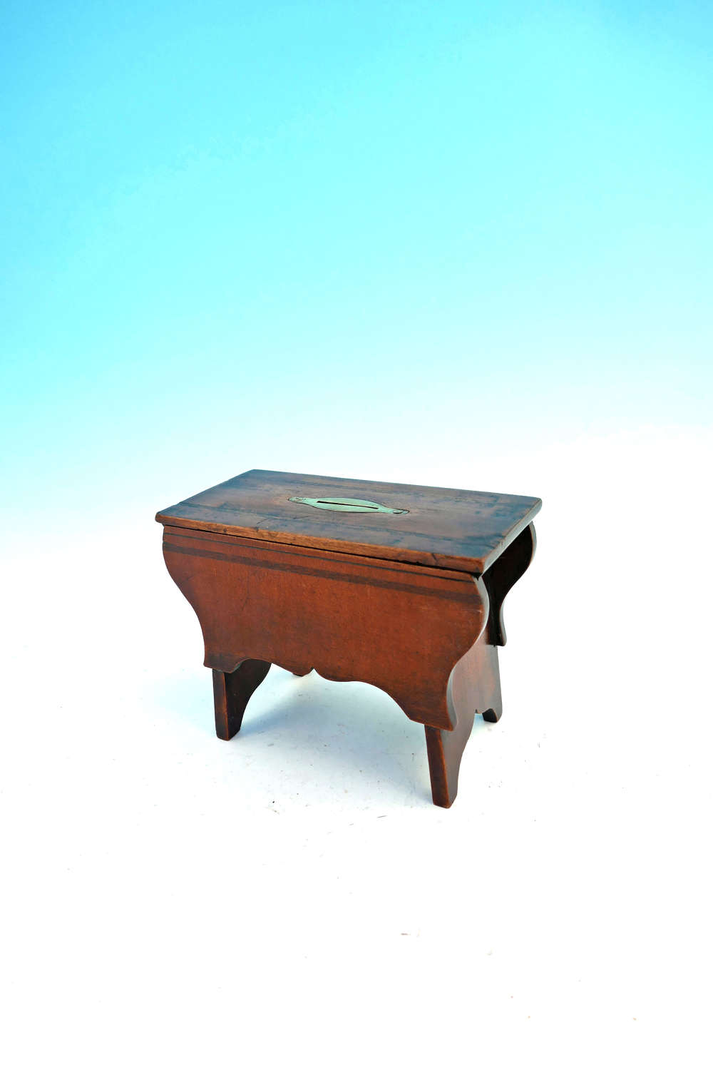 Antique Treen 19thc Fruitwood Stool Money Box.    English. C1840-60.