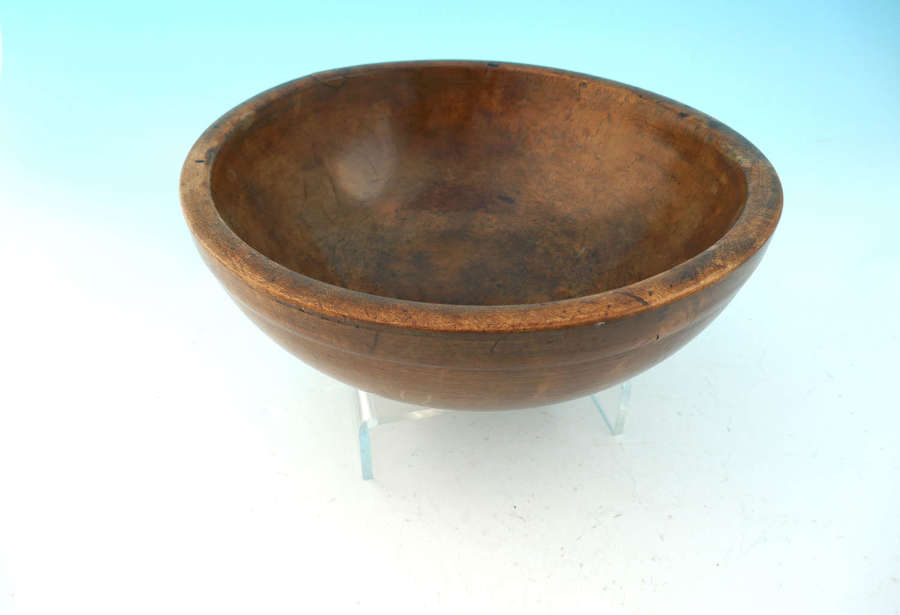 Antique Treen 19thc Turned Sycamore Dairy Bowl.  English C1800-20
