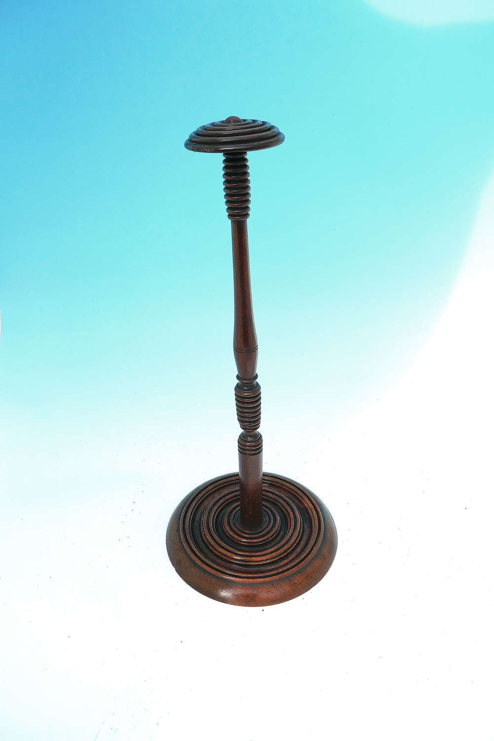 Antique 19thc Treen Mahogany Turned Wig Stand. English C1820-40.