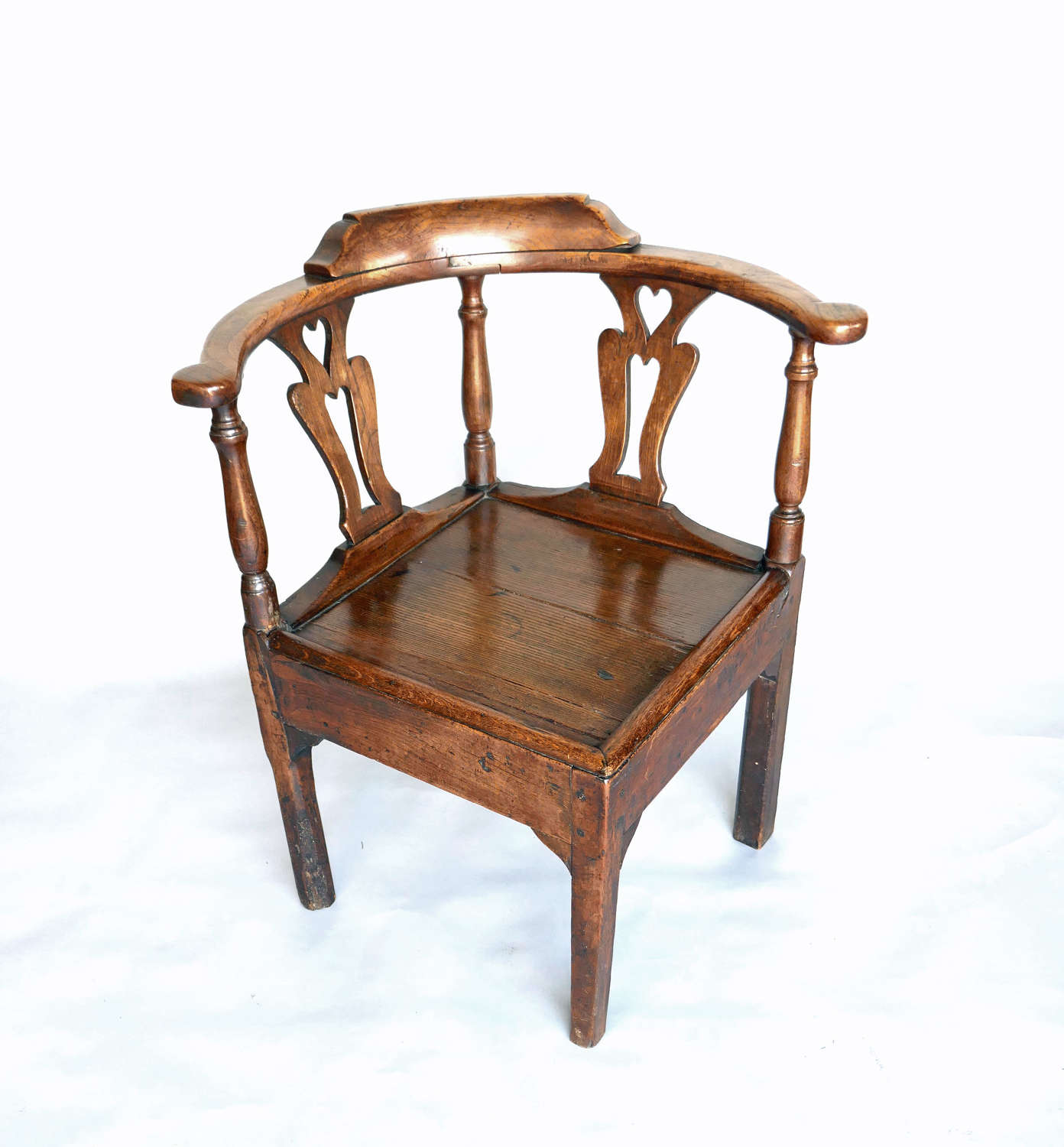 Antique Country Furniture 18thc Elm, Ash, Fruitwood Corner Chair.