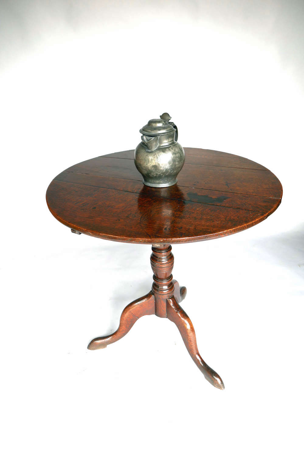 Antique Oak & Country Furniture 18thc Tripod Tilting Table. English.