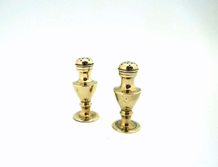 Antique Metalware 18thc Pair Of Brass English Muffineers / Sifters.