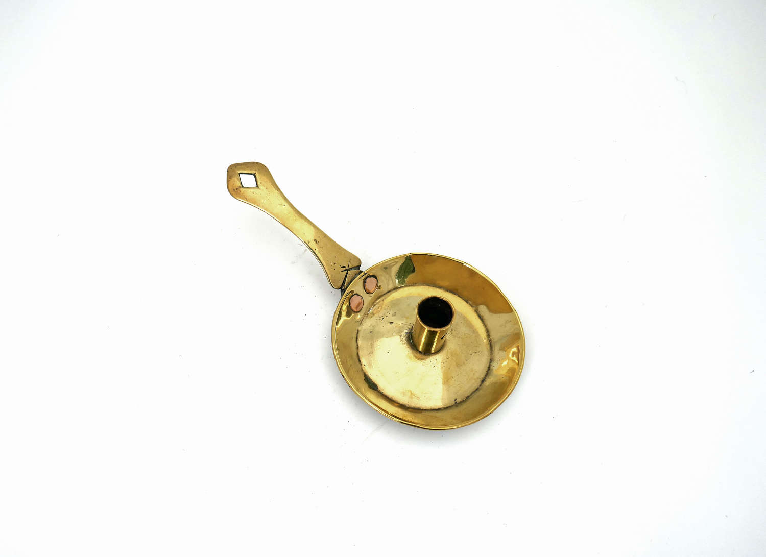 Antique Early Metalware 18thc Brass Chamberstick. English C1700-10.
