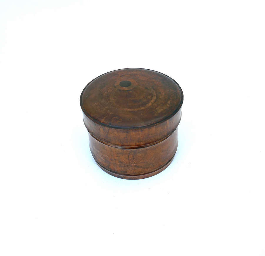 Antique Treen 19thc Birch Gentleman's Lidded Collar & Stud Box.