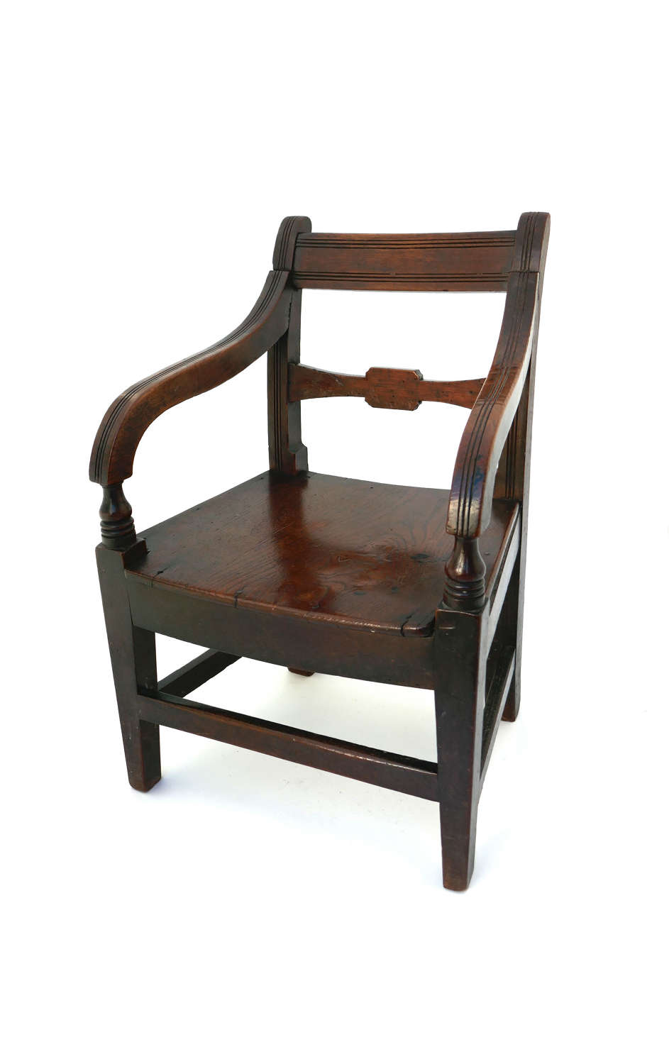 Antique Country Furniture 19thc Elm & Fruitwood Childs Regency Chair.
