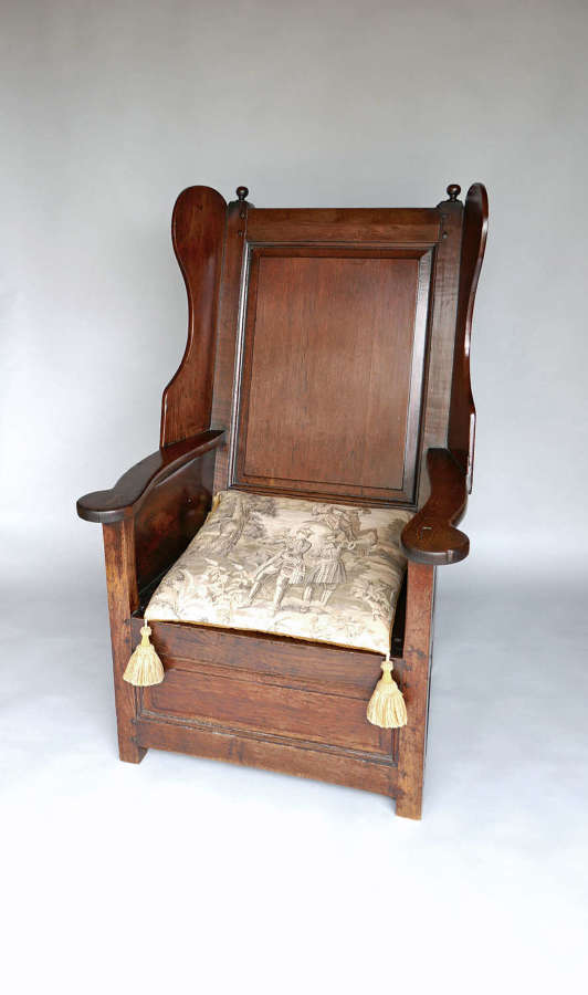 Antique Oak Furniture 18thc Lambing Chair With Rope Seat. English