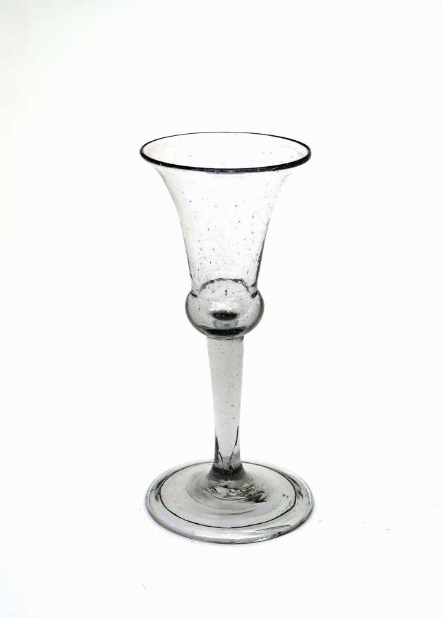 Antique Glass 18thc Hand Blown Bell Bowl Wine Glass. Continental.