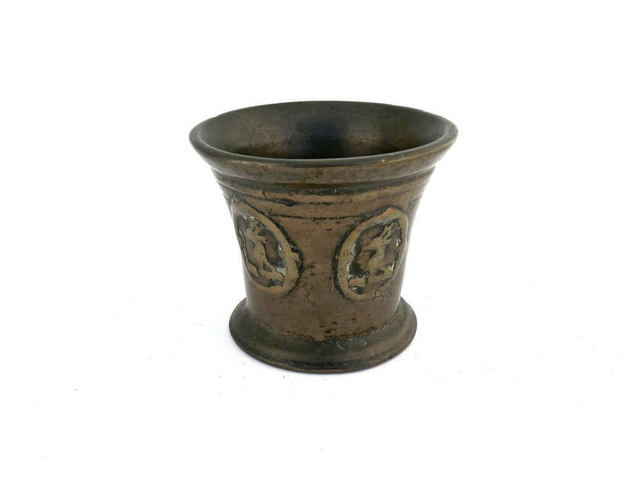 Antique Early Metalware 17thc Bronze Charles 1 Cast Mortar. English.