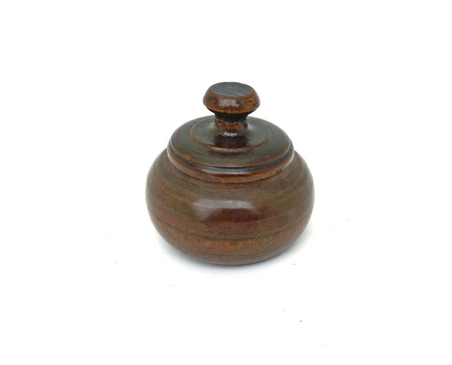 Antique Treen Fruitwood 19thc Lidded Turned Spice Pot.English / French