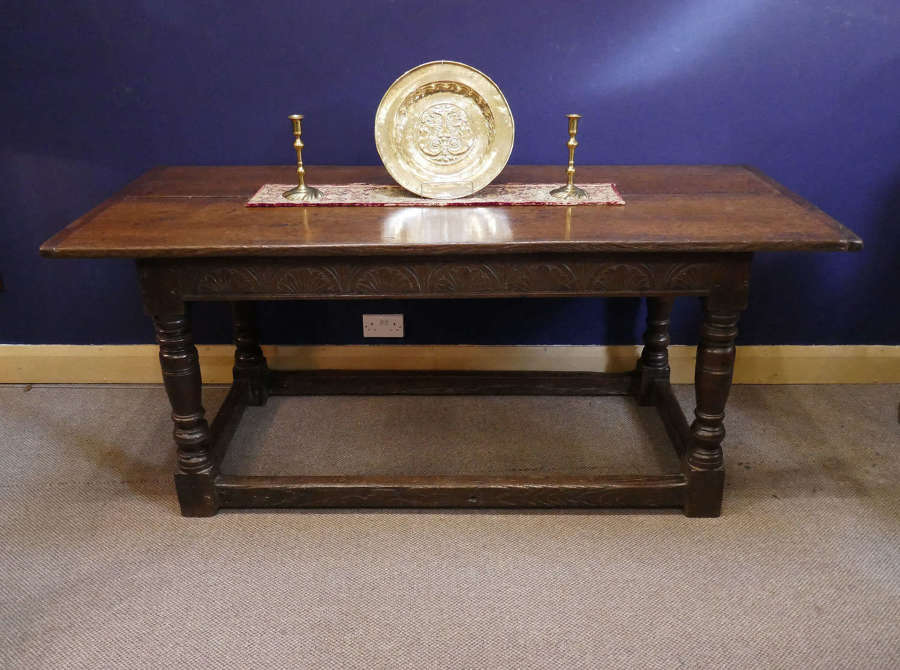 Antique Period Oak 17thc Joyned Refectory Dining Table. English C1640
