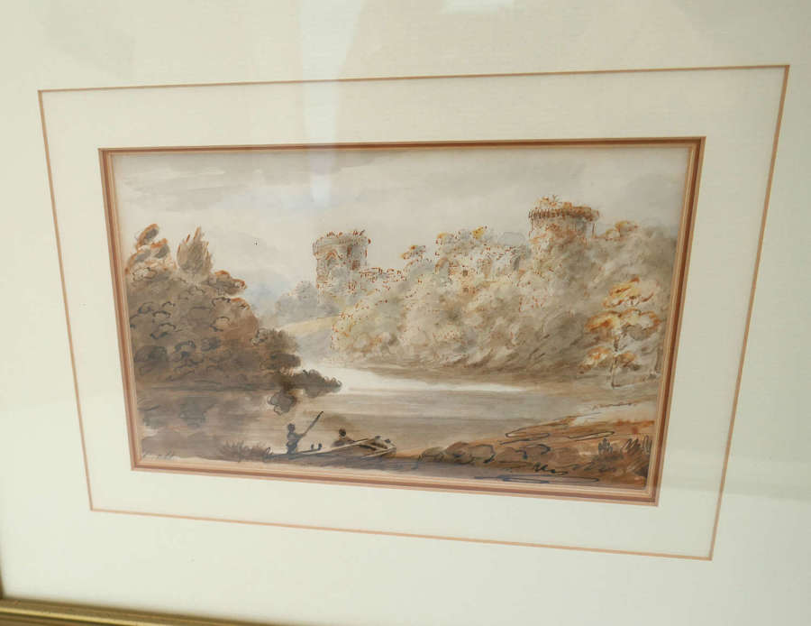 Early Watercolour Of A Fishing Scene By Sir Charles Bell - C1780-C1800