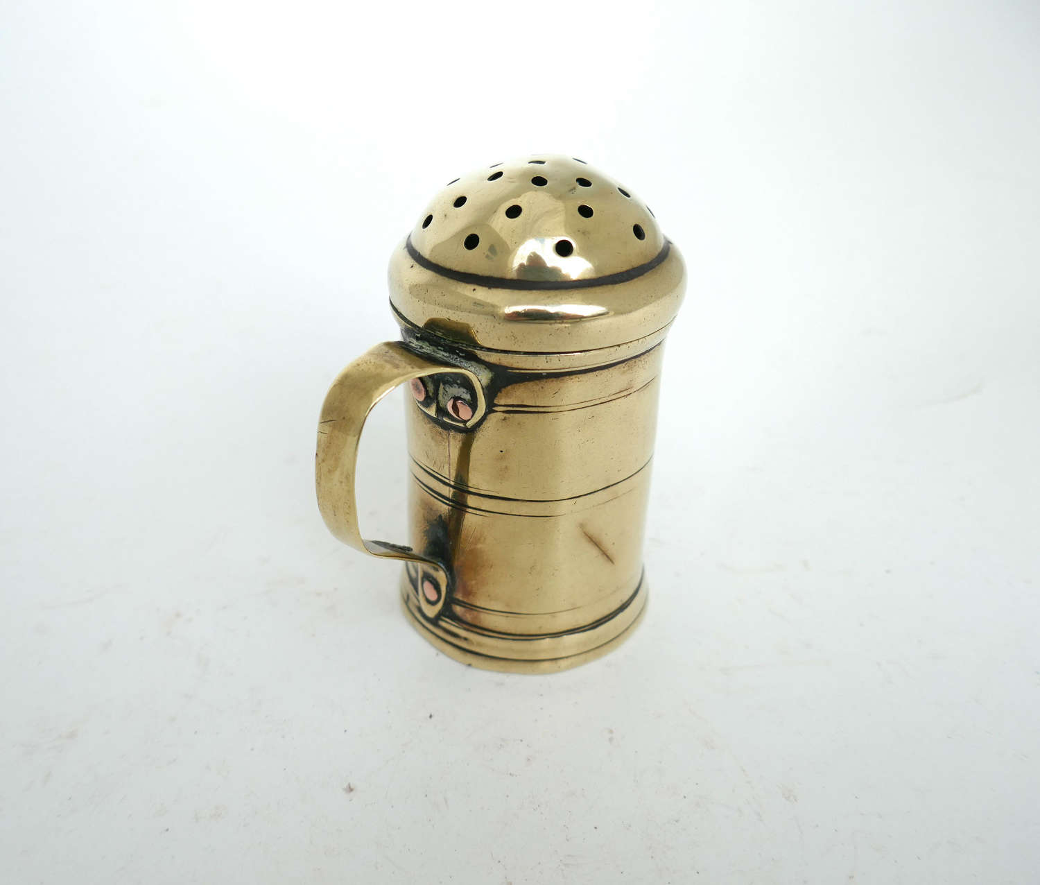 Early Antique Metalware 18thc Small Brass Dredger / Spice Pot. English